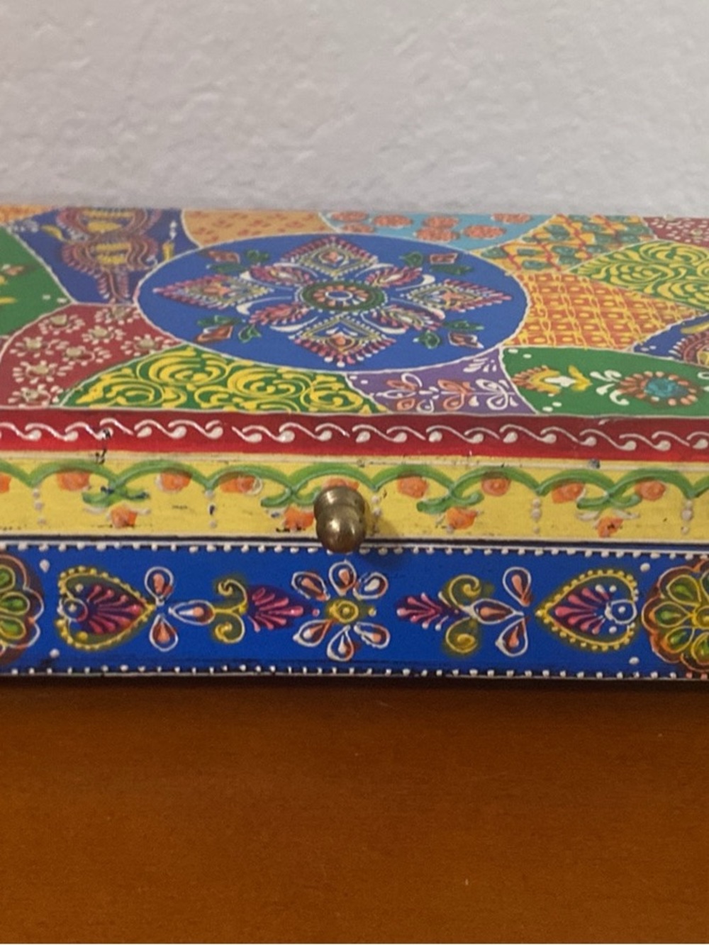 Hand-Painted Multicolor wooden box with Floral Motif